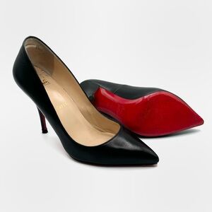 Christian Louboutin Batignolles 100 Black Leather Pump Stiletto Heels Shoes